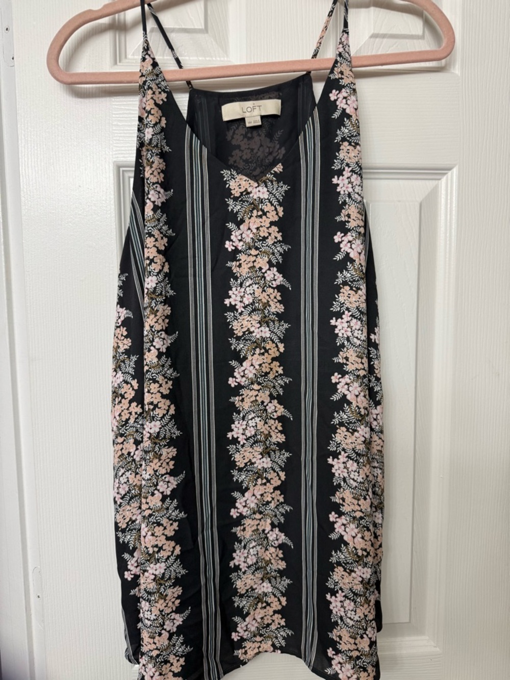 LOFT Black Floral Striped Camisole